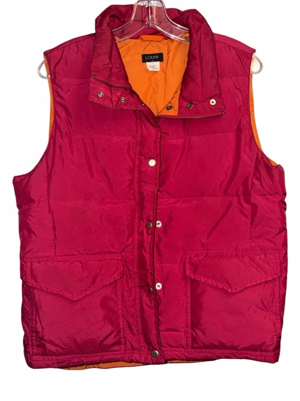 J.Crew Puffer Vest in Berry Pink and Orange